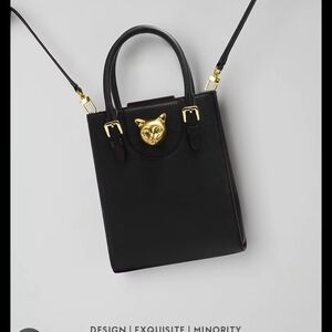 Bafelli Universe Cat Leather Mini Satchel Gold Zeus Emblem Luxury Bag